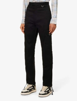 Represent Brand-plaque Multi-pocket Regular-fit Straight-leg Stretch-cotton Blend Cargo Trousers -KOOPES Clothing Shop R04000958 BLACK ALT02