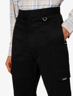 Represent Brand-plaque Multi-pocket Regular-fit Straight-leg Stretch-cotton Blend Cargo Trousers -KOOPES Clothing Shop R04000958 BLACK ALT04