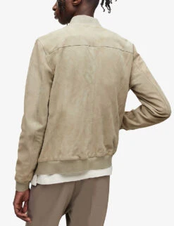 AllSaints Kemble Regular-fit Suede Bomber Jacket -KOOPES Clothing Shop R04002401 VINTAGEGREEN ALT03