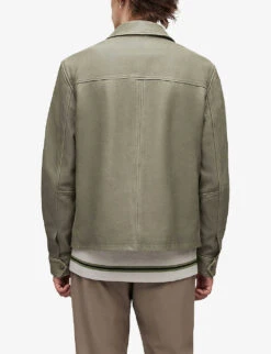 AllSaints Toni Regular-fit Leather Jacket -KOOPES Clothing Shop R04002408 SOFTGREEN ALT03