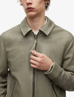 AllSaints Toni Regular-fit Leather Jacket -KOOPES Clothing Shop R04002408 SOFTGREEN ALT04