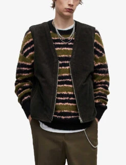 AllSaints Lecco Corduroy Cotton Vest 9 AllSaints Lecco Corduroy Cotton Vest -KOOPES Clothing Shop R04002411 JETBLACK ALT02