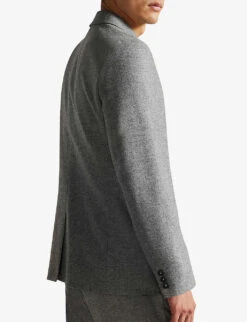 Ted Baker Yarm Single-breasted Virgin-wool Blend Flannel Blazer -KOOPES Clothing Shop R04003271 GREYMARL ALT03