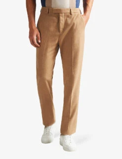 Ted Baker Badsey Slim-leg Mid-rise Wool-blend Trousers -KOOPES Clothing Shop R04003723 CAMEL ALT02