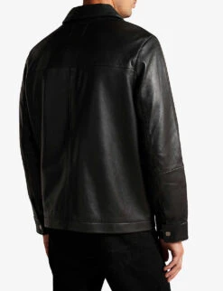 Ted Baker Garry Regular-fit Leather Shacket -KOOPES Clothing Shop R04003746 BLACK ALT03