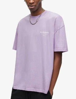 AllSaints Underground Oversized Organic-cotton T-shirt -KOOPES Clothing Shop R04006591 SAGEPURPLE ALT02