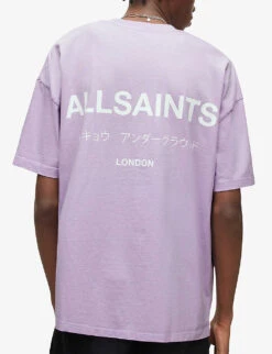 AllSaints Underground Oversized Organic-cotton T-shirt -KOOPES Clothing Shop R04006591 SAGEPURPLE ALT03