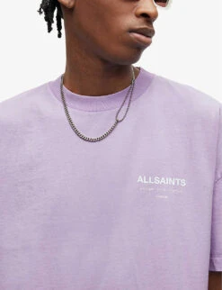 AllSaints Underground Oversized Organic-cotton T-shirt -KOOPES Clothing Shop R04006591 SAGEPURPLE ALT04