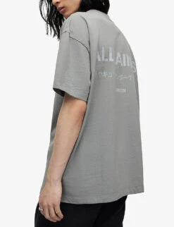 AllSaints Underground Oversized Logo-print Organic-cotton T-shirt -KOOPES Clothing Shop R04006599 METALLICGREY ALT03