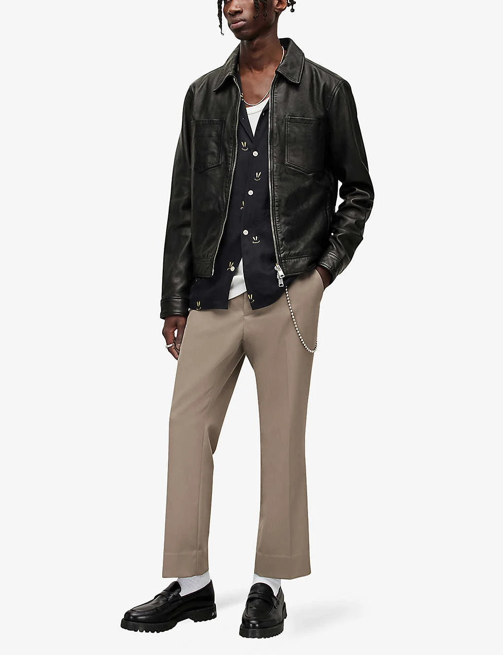 AllSaints Aloy Patch-pocket Leather Jacket 4 AllSaints Aloy Patch-pocket Leather Jacket - Image 2