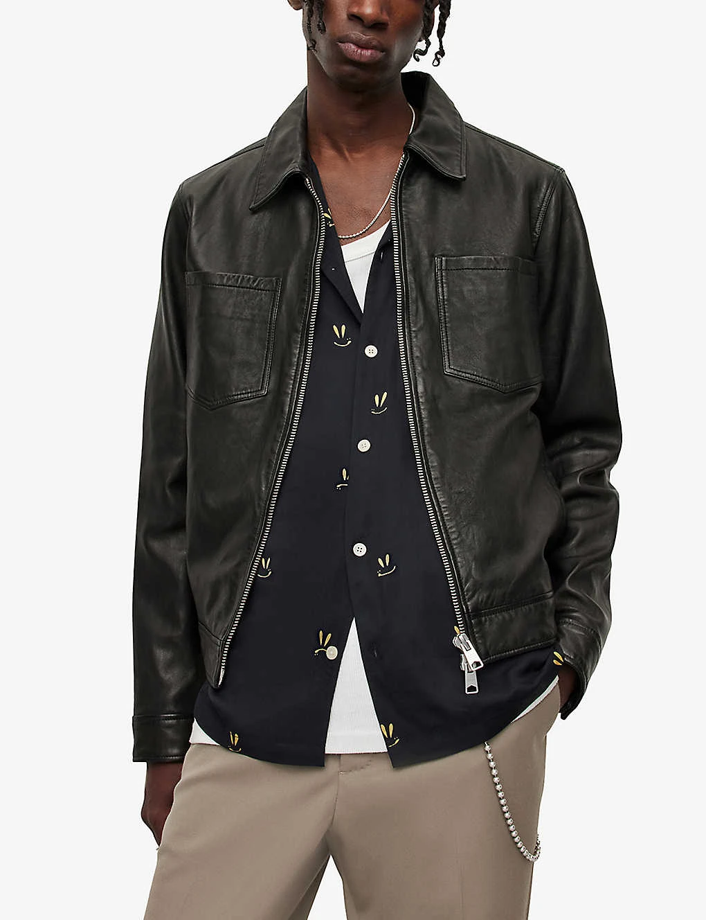 AllSaints Aloy Patch-pocket Leather Jacket 5 AllSaints Aloy Patch-pocket Leather Jacket - Image 3