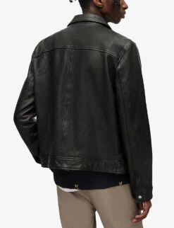 AllSaints Aloy Patch-pocket Leather Jacket 10 AllSaints Aloy Patch-pocket Leather Jacket -KOOPES Clothing Shop R04009236 BLACK ALT03