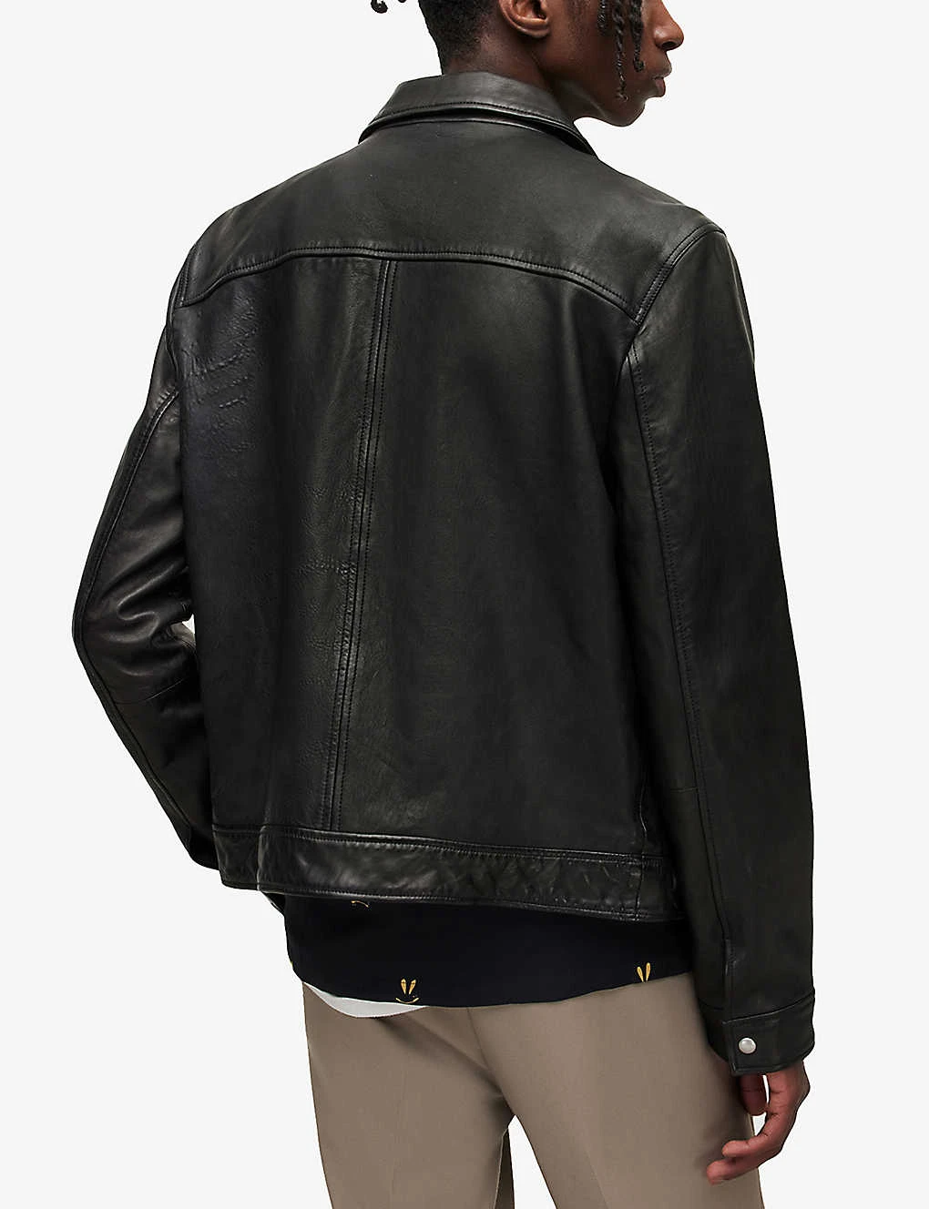 AllSaints Aloy Patch-pocket Leather Jacket 6 AllSaints Aloy Patch-pocket Leather Jacket - Image 4