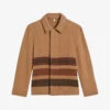 Ted Baker Carlby Striped Collared Recycled Wool-blend Jacket -KOOPES Clothing Shop R04011117 CAMEL M