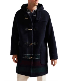 Ted Baker Ower Hooded Wool-blend Duffle Coat -KOOPES Clothing Shop R04011142 NAVY ALT02