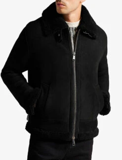 Ted Baker Shanco Regular-fit Shearling Jacket -KOOPES Clothing Shop R04011145 BLACK ALT02