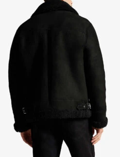 Ted Baker Shanco Regular-fit Shearling Jacket -KOOPES Clothing Shop R04011145 BLACK ALT03