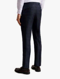 Ted Baker Meraets Check-print Slim-fit Wool-blend Trousers -KOOPES Clothing Shop R04011151 NAVY ALT03