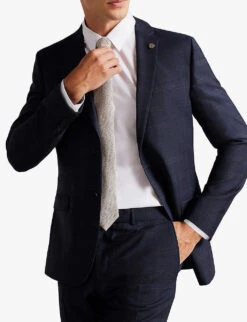 Ted Baker Meraejs Single-breasted Slim-fit Wool-blend Suit Jacket 7 Ted Baker Meraejs Single-breasted Slim-fit Wool-blend Suit Jacket -KOOPES Clothing Shop R04011152 NAVY ALT02