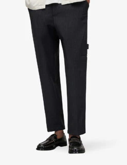 AllSaints Cairo Pinstripe Straight-leg Stretch Wool-blend Trousers -KOOPES Clothing Shop R04011661 CHARCOAL ALT02