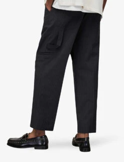 AllSaints Cairo Pinstripe Straight-leg Stretch Wool-blend Trousers -KOOPES Clothing Shop R04011661 CHARCOAL ALT03