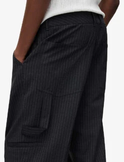 AllSaints Cairo Pinstripe Straight-leg Stretch Wool-blend Trousers -KOOPES Clothing Shop R04011661 CHARCOAL ALT04