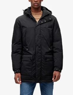 Boss Business Leisure Regular-fit Water-repellent Woven Coat -KOOPES Clothing Shop R04049051 BLACK ALT02