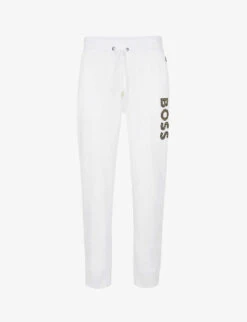 Boss Logo-print Straight-leg Cotton-jersey Jogging Bottoms