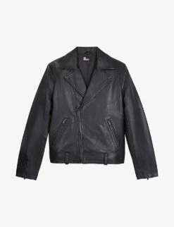 THE KOOPLES Notched-collar Zip-detail Leather Biker Jacket