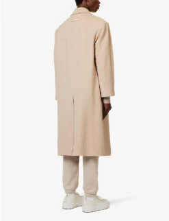 Fear Of God Eternal Brand-patch Double-breasted Relaxed-fit Wool Coat -KOOPES Clothing Shop R04059467 BEIGE ALT03