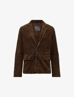 AllSaints Hoku Regular Fit Notch-lapel Suede Blazer