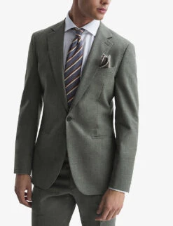 Reiss Firm Single-breasted Wool Blazer 9 Reiss Firm Single-breasted Wool Blazer -KOOPES Clothing Shop R04068008 GREEN ALT02