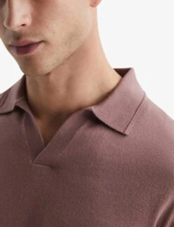Reiss Duchie Open-collar Wool Polo Shirt -KOOPES Clothing Shop R04068158 WOODROSE ALT04
