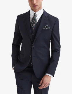 Reiss Hope Travel Notch-lapels Single-breasted Wool Blazer -KOOPES Clothing Shop R04068320 NAVY ALT02