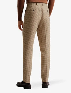 Ted Baker Pinsley Slim-fit Houndstooth Woven Trousers -KOOPES Clothing Shop R04074673 CAMEL ALT02