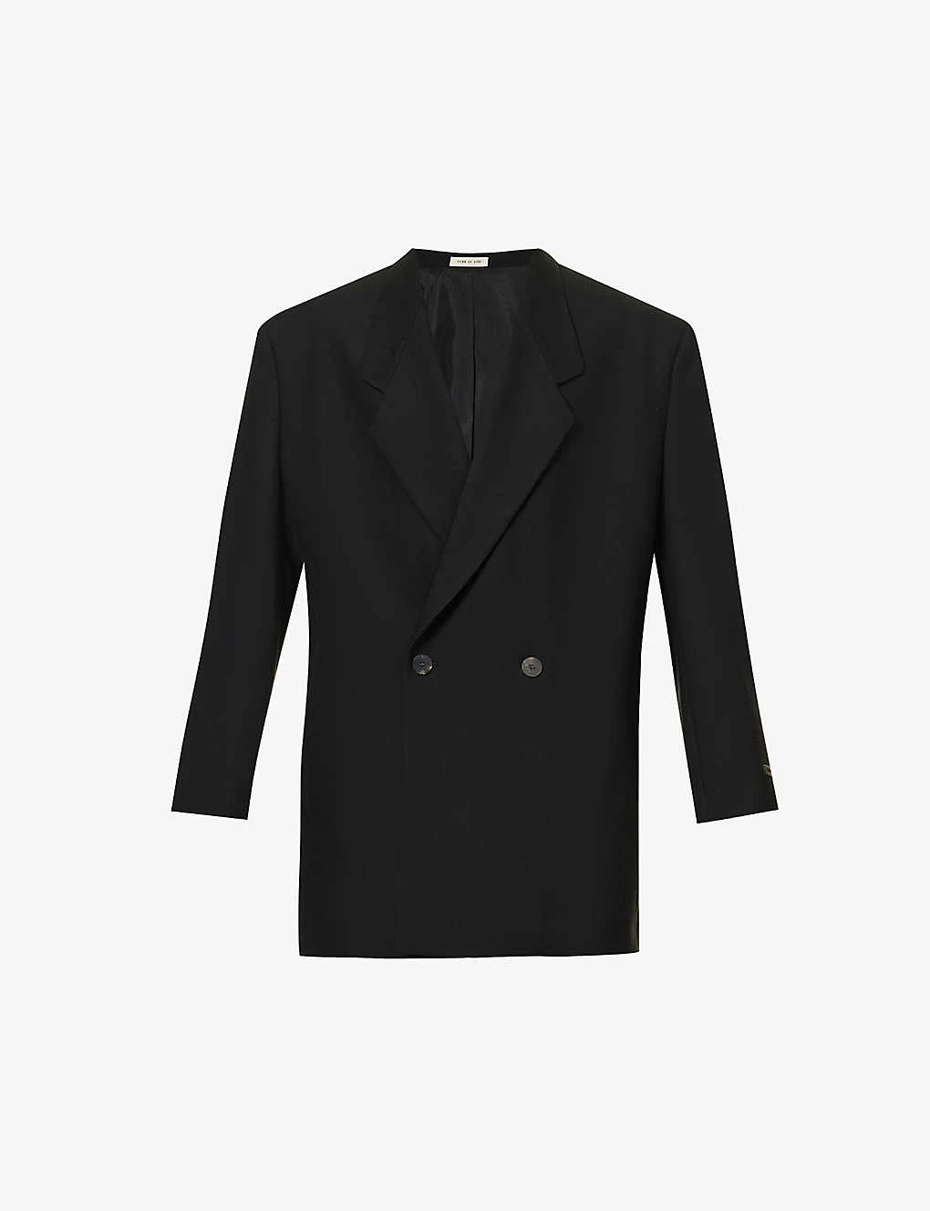 Fear Of God Brand-patch Notched-lapel Oversized-fit Wool Blazer 2 Fear Of God Brand-patch Notched-lapel Oversized-fit Wool Blazer