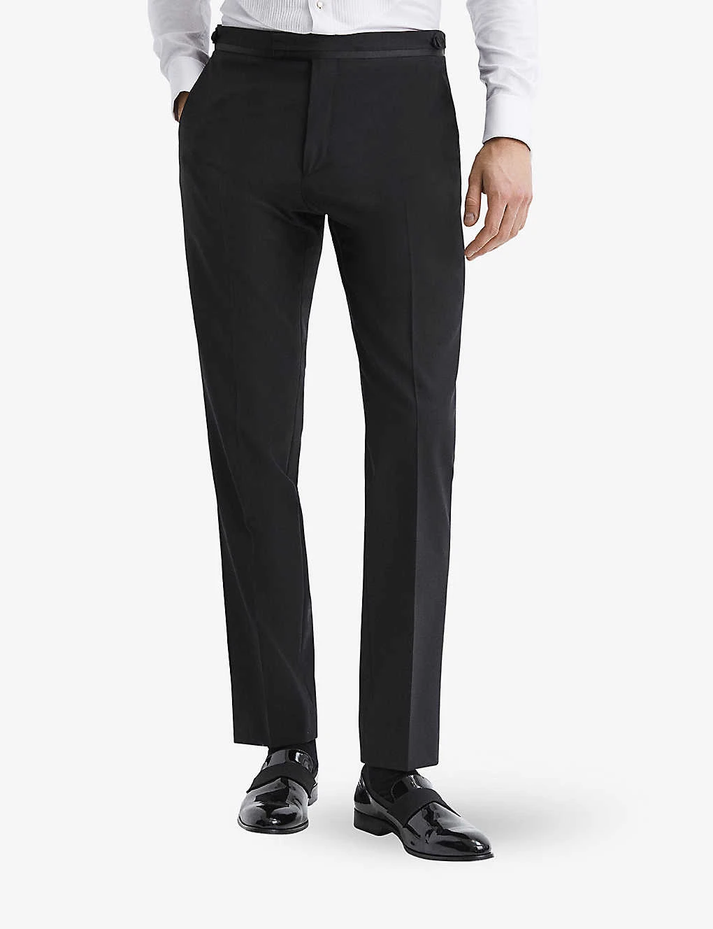 Reiss Poker Slim-fit Satin-trim Stretch-wool Blend Tuxedo Trousers 5 Reiss Poker Slim-fit Satin-trim Stretch-wool Blend Tuxedo Trousers - Image 3