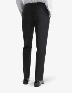 Reiss Poker Slim-fit Satin-trim Stretch-wool Blend Tuxedo Trousers 10 Reiss Poker Slim-fit Satin-trim Stretch-wool Blend Tuxedo Trousers -KOOPES Clothing Shop R04080300 BLACK ALT03