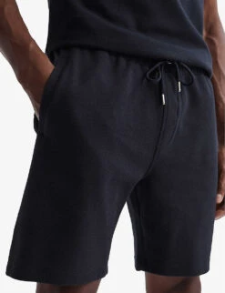 Reiss Robin Drawstring Waffle Cotton-blend Shorts -KOOPES Clothing Shop R04080313 NAVY ALT04