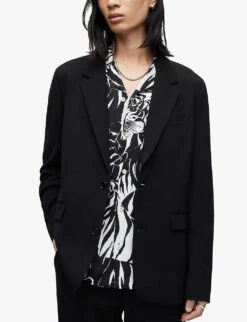 AllSaints Helm Single-breasted Stretch-woven Blazer -KOOPES Clothing Shop R04080476 BLACK ALT02
