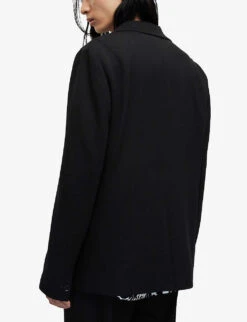 AllSaints Helm Single-breasted Stretch-woven Blazer -KOOPES Clothing Shop R04080476 BLACK ALT03