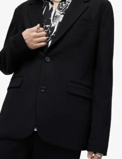 AllSaints Helm Single-breasted Stretch-woven Blazer -KOOPES Clothing Shop R04080476 BLACK ALT04
