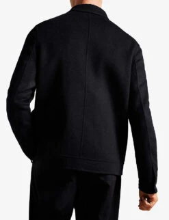 Ted Baker Collared Regular-fit Wool-blend Jacket -KOOPES Clothing Shop R04081028 NAVY ALT03