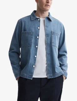 Reiss Colarado Relaxed-fit Point-collar Denim Jacket -KOOPES Clothing Shop R04081223 INDIGO ALT02