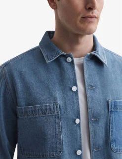 Reiss Colarado Relaxed-fit Point-collar Denim Jacket -KOOPES Clothing Shop R04081223 INDIGO ALT04