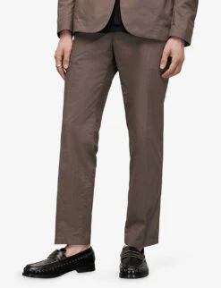 AllSaints Canta Pressed-crease Regular-fit Straight-leg Cotton Trousers 9 AllSaints Canta Pressed-crease Regular-fit Straight-leg Cotton Trousers -KOOPES Clothing Shop R04081377 EARTHYBROWN ALT02