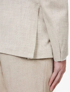 ELEVENTY Double-breasted Peak-lapel Regular-fit Wool, Cotton, Silk And Linen-blend Blazer 12 ELEVENTY Double-breasted Peak-lapel Regular-fit Wool, Cotton, Silk And Linen-blend Blazer -KOOPES Clothing Shop R04082513 SAND ALT04