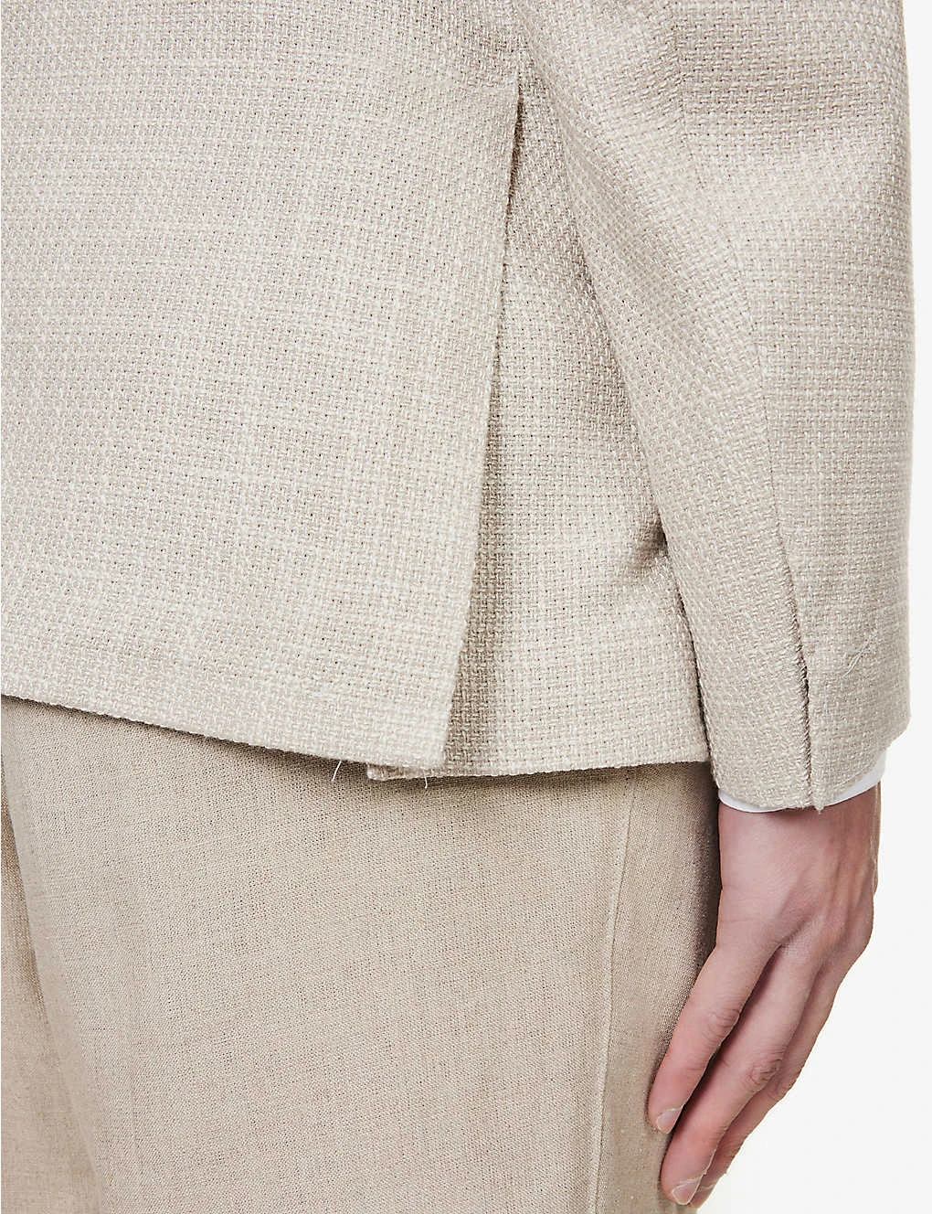 ELEVENTY Double-breasted Peak-lapel Regular-fit Wool, Cotton, Silk And Linen-blend Blazer 7 ELEVENTY Double-breasted Peak-lapel Regular-fit Wool, Cotton, Silk And Linen-blend Blazer - Image 5