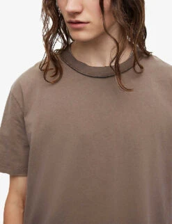 AllSaints Otto Relaxed-fit Organic Cotton T-shirt -KOOPES Clothing Shop R04086652 WOODBROWN ALT04