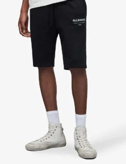 AllSaints Underground Logo-print Organic-cotton Shorts -KOOPES Clothing Shop R04086672 JTBLKOPTICW ALT02